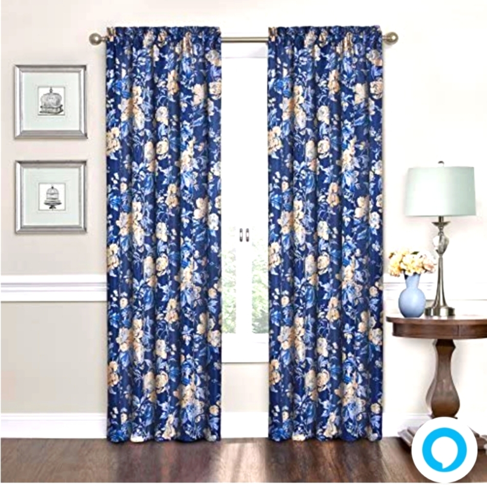 2 Panel Waverly Traditions "Forever Yours" Indigo Decorative Window Treatment